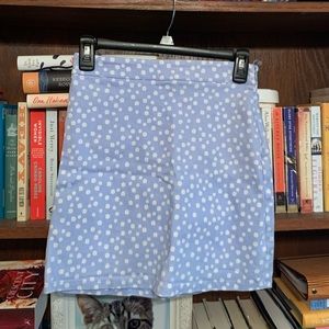 Baby Blue Mini Skirt with White Flowers